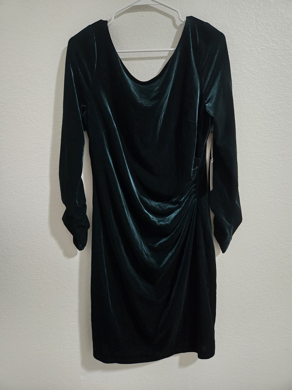 Vince Camuto | Forest Green Velvet Draped Midi Dress